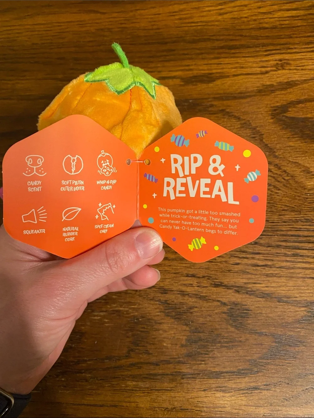 BARK BarkBox Candy Yak-O-Lantern Halloween Dog Toy Rip & Reveal NWT